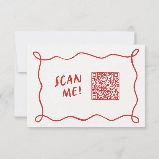 Funky Fun Modernes Retro QR Code Hochzeit RSVP Karte (Rückseite)