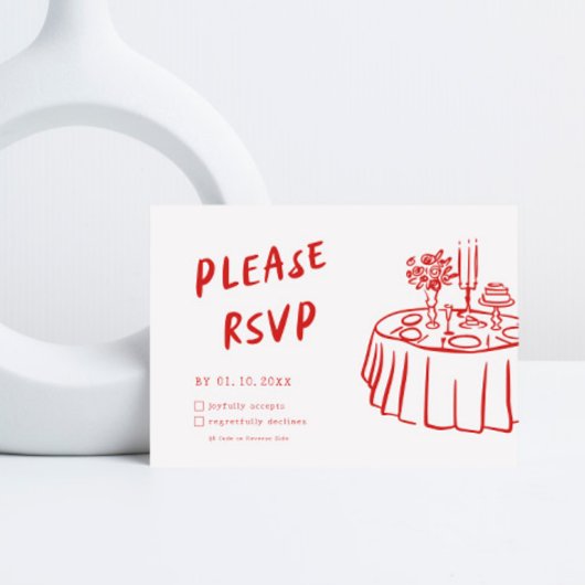 Funky Fun Modernes Retro QR Code Hochzeit RSVP Karte