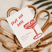 Funky + Fun Red Modern Retro Illustrierte Hochzeit Save The Date