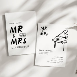 Funky Fun Retro Mr. & Mrs. Illustriert Wedding Einladung