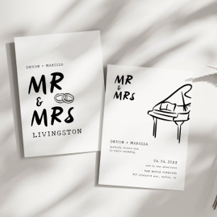 Funky Fun Retro Mr. & Mrs. Illustriert Wedding Einladung
