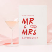 Funky Fun Retro Red Mr & Mrs Illustriert Wedding Einladung