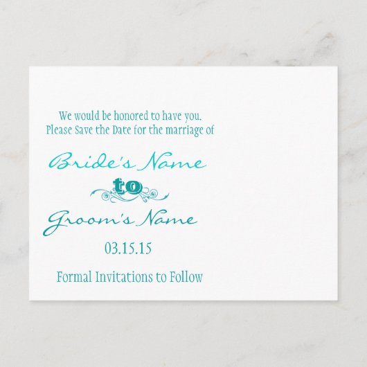 Funky Fun Save the Date mit Ihren Fotos Ankündigungspostkarte (Rückseite)