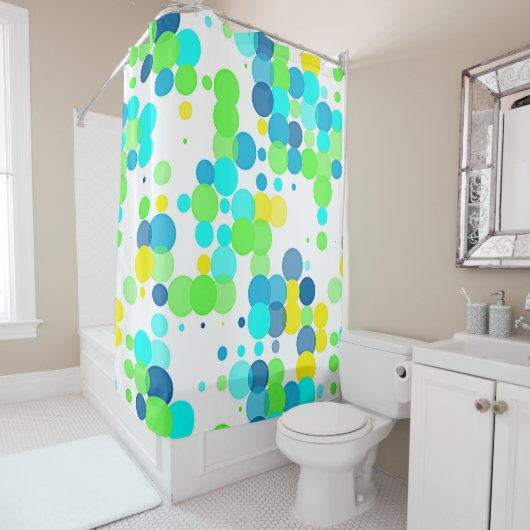 Funky Fun Vibrann Summer Colors Polka Dots Muster Duschvorhang (Beispiel)