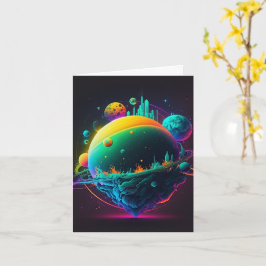 Funky Galaxy Karte (Gelbe Blume)