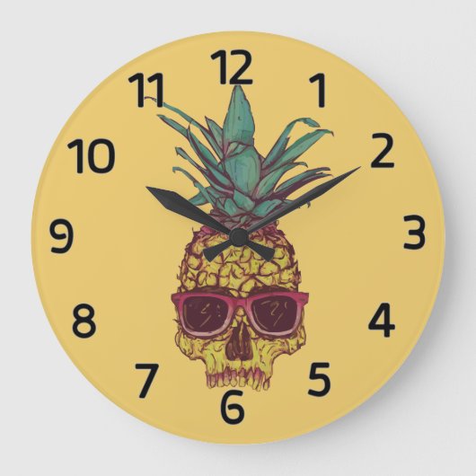 Funky Geek Cool Pineaple Punk Große Wanduhr (Vorderseite)