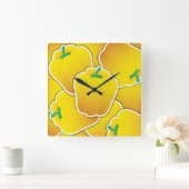 Funky Gelb Pfeffer Quadratische Wanduhr (Zuhause)