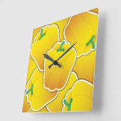 Funky Gelb Pfeffer Quadratische Wanduhr (Winkel)