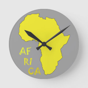 Funky gelbe Afrika-Karte Runde Wanduhr