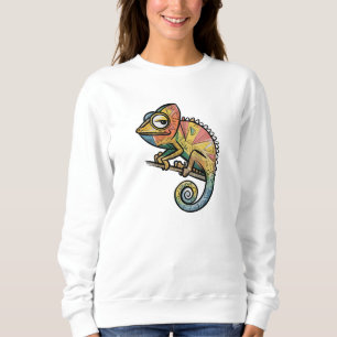 Funky Geometric Chameleon - Farbenfroher Cartoon R Sweatshirt