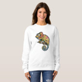 Funky Geometric Chameleon - Farbenfroher Cartoon R Sweatshirt (Vorne ganz)