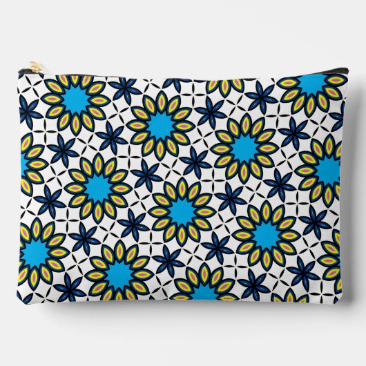 Funky Geometric Daisy Pattern Zubehörtasche (Vorderseite)
