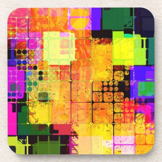 Funky Geometric, mehrfarbig Getränkeuntersetzer (Vorderseite)