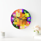 Funky Geometric, mehrfarbig Große Wanduhr (Zuhause)