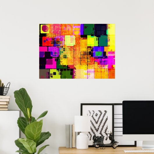 Funky Geometric, mehrfarbig Poster (Heimbüro)