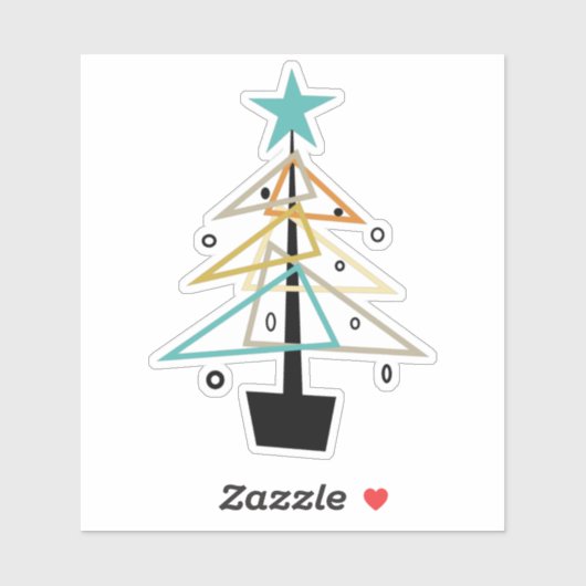 Funky Geometric Mitte Jahrhundert Retro Weihnachts Aufkleber (Blatt)