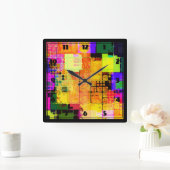 Funky Geometric Multicolored Design Quadratische Wanduhr (Zuhause)