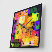 Funky Geometric Multicolored Design Quadratische Wanduhr (Winkel)