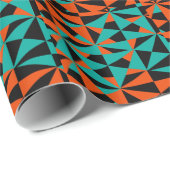 Funky Geometric Orange Aquamarines, feines Muster Geschenkpapier (Rolleneckpunkt)