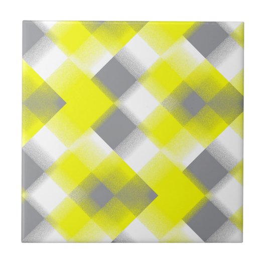 Funky Geometry Abstrakt Art Yellow Grey White Fliese (Vorderseite)