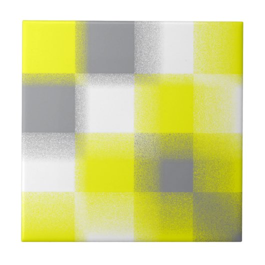 Funky Geometry Abstrakt Art Yellow Grey White Fliese (Vorderseite)