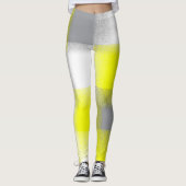 Funky Geometry Abstrakt Art Yellow Grey White Leggings (Vorderseite)