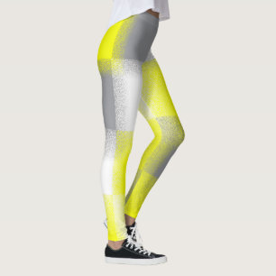 Funky Geometry Abstrakt Art Yellow Grey White Leggings