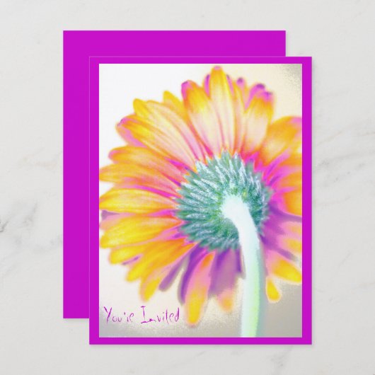 Funky Gerbera Einladung (Vorne/Hinten)
