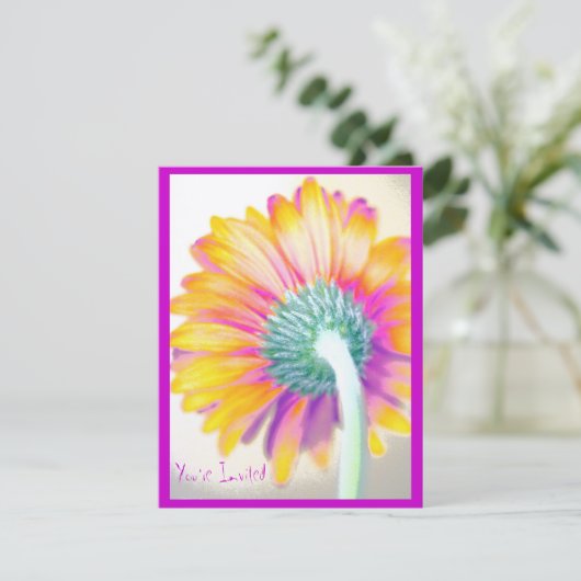 Funky Gerbera Einladung (Stehend Vorderseite)
