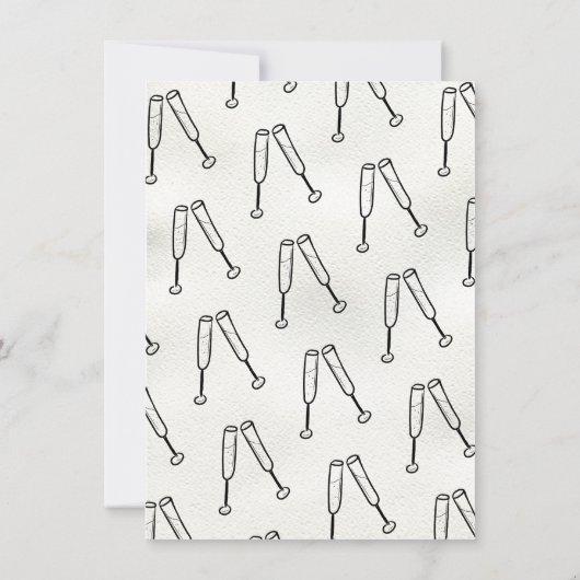 Funky Gezeichnet Cheers Champagne Engagement Party Einladung (Rückseite)