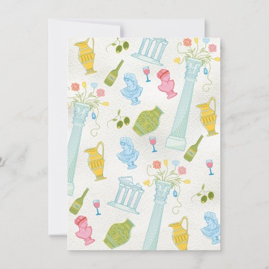 Funky Gezeichnet italienisches Party Griechisch-Mi Einladung (Rückseite)