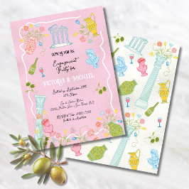 Funky Gezeichnet italienisches Party Griechisch-Mi Einladung