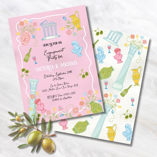 Funky Gezeichnet italienisches Party Griechisch-Mi Einladung