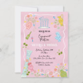 Funky Gezeichnet italienisches Party Griechisch-Mi Einladung (Vorderseite)