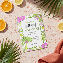 Funky Gezeichnet Tropical Floral Wedding Einladung