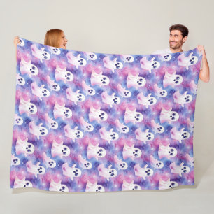 Funky Ghosts Colorful Halloween Fleecedecke