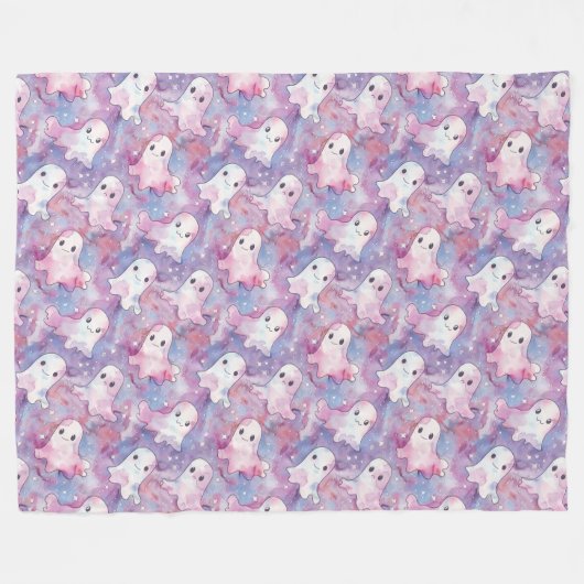 Funky Ghosts Colorful Halloween Fleecedecke (Vorderseite (Horizontal))