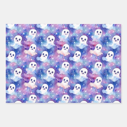 Funky Ghosts Colorful Halloween Geschenkpapier Set (Vorderseite 3)