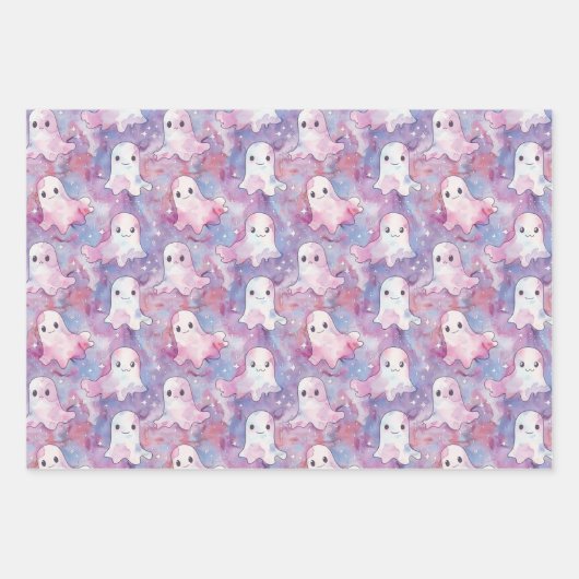 Funky Ghosts Colorful Halloween Geschenkpapier Set (Vorderseite)