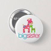 Funky Giraffe Big Sister Tshirt Button (Vorne & Hinten)