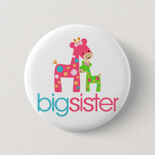Funky Giraffe Big Sister Tshirt Button