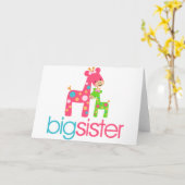 Funky Giraffe Big Sister Tshirt Karte (Gelbe Blume)