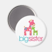 Funky Giraffe Big Sister Tshirt Magnet (Vorderseite/Rückseite)