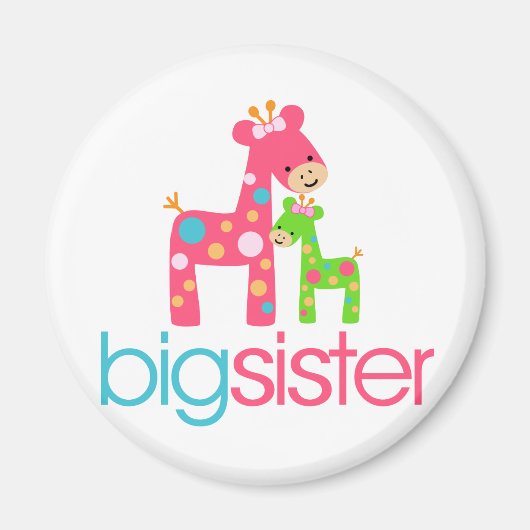 Funky Giraffe Big Sister Tshirt Magnet (Vorne)