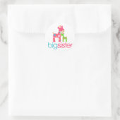 Funky Giraffe Big Sister Tshirt Runder Aufkleber (Tasche)