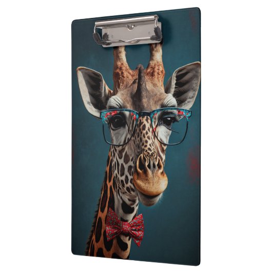 Funky Giraffe Hipster Funny Animal Portraits Klemmbrett (Links)