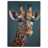 Funky Giraffe Hipster Funny Animal Portraits Klemmbrett (Rückseite)