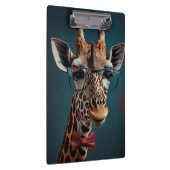 Funky Giraffe Hipster Funny Animal Portraits Klemmbrett (Rechts)