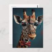 Funky Giraffe Hipster Funny Animal Portraits Postkarte (Vorne/Hinten)