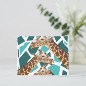 Funky Giraffe Print Aquamarin Blue Wild Animal Pat Postkarte (Stehend Vorderseite)